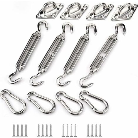 Kit de Fixation pour Voile D'ombrage, Acier Inoxydable Soleil Voile D'ombrage Kit de Fixation pour Triangle et Carré, Rectangle, du Soleil Voile D'ombrage Accessoires de Fixation M5 (1/5)