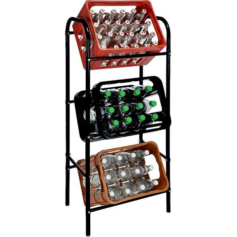 Metall Kastenständer schwarz für 3 Kisten - 116 x 50 cm - Getränkekisten Regal
