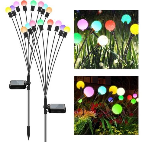 royaluxe -Lumière de Jardin Solaire Lucioles, 8LED Lampe Solaire Extérieur Étanche,(2Pack) Lumières de Jardin Solaires Lucioles Décoratives pour Jardin, Terrasse, Cour, Maison [Classe énergétique A] (1/5)