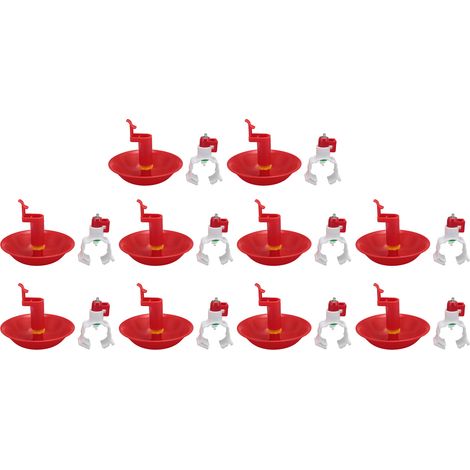 Distributeur d'eau à Bec 10 Pcs pour Poulets – Système Automatique pour Jardins, Patios, Fermes et Serres (Pack de 10 avec Récipient et Pince ABS) (1/5)