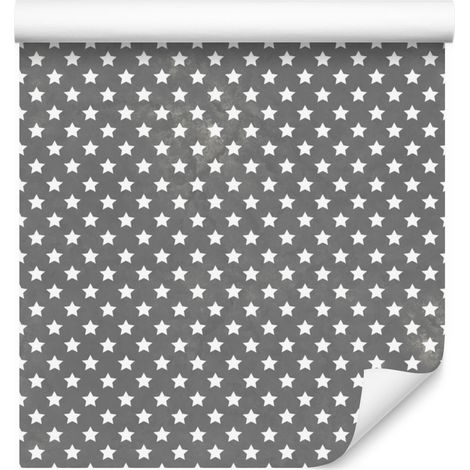 Papier peint à étoiles gris et gris clair pour salon et chambre 50x1000 cm (1/5)