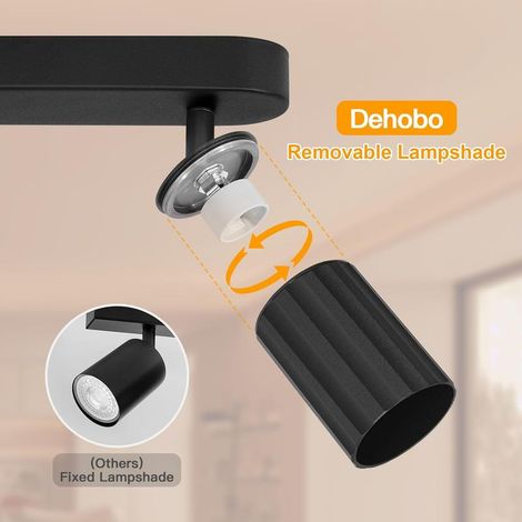 Plafonnier LED 2 Spots Noir, GU10 Eclairage de Plafond Orientable à 350° Spots de Plafond Max. 50 Watt par Spot, Applique Murale Intérieure pour Cuisine Chambre Salon Sans Ampoule (1/4)