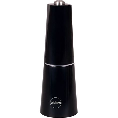 Molinillo eléctrico de sal y pimienta, mecanismo de cerámica, grado de molienda ajustable, molinillo de especias inalámbrico, eléctrico, compacto y ligero, funciona con pilas, negro, MP23 Eldom (1/5)
