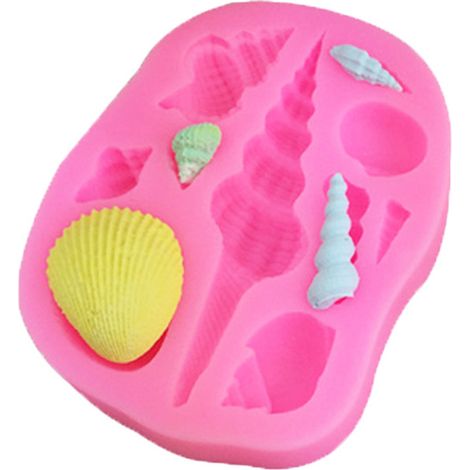 Silikonform für Fondant mit Meeresmotiven: Muschel, Meerjungfrauenschwanz – DIY-Backwerkzeuge (1/3)