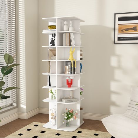 Meuble chaussures rotatif 7 niveaux, range-chaussures sur pied pivotant 360°, blanc HAVRYA (1/5)