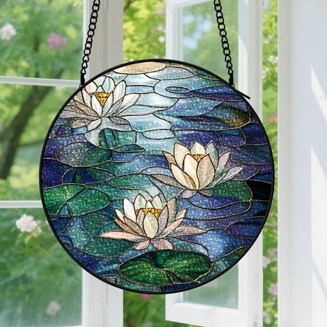 9cm Suspension Vitrail pour Fenêtre - Accroche-Soleil pour Portail Jardin Terrasse Style Moderne Floral Accroche-Soleils Décoration Noël Fête des Mères Anniversaire Cadeaux pour Femmes, Mère, Grand-Mè (1/5)