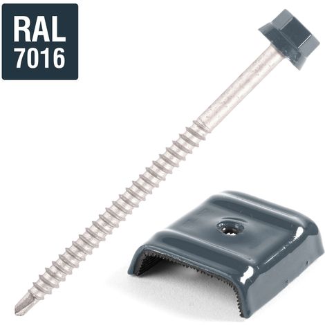 Kit fixation bac acier GRIS RAL7016 sur bois - 25 vis + cavaliers types E - SCELL-IT - K1COUV25-7016