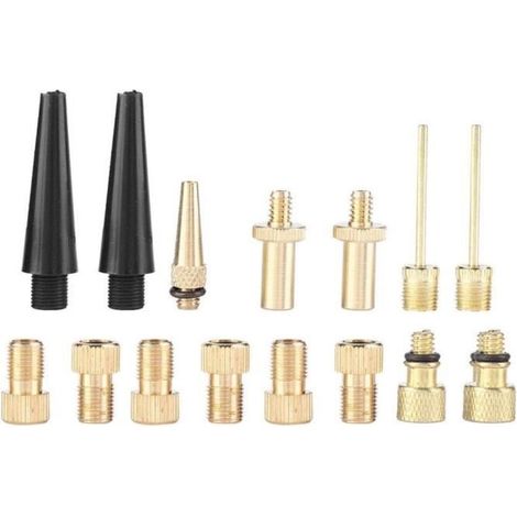 JSSEVN - 15pcs Valve Adapter Kit DV AV SV Valve Adapter for Bicycle Tire Inflation Air Pump Compressor (1/4)