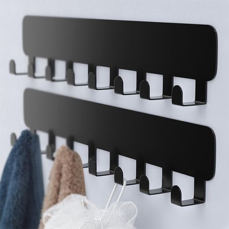 Filiyano – support de rangement mural – Lot de 2 porte-clés muraux, crochets auto-adhésifs pour clés, 8 crochets muraux, installation sans perçage (1/3)