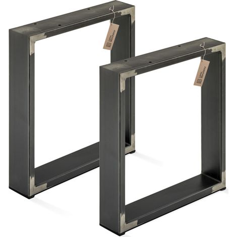 LAMO Manufaktur Tischbeine für Sitzbank, Couchtisch, Beistelltisch, Simple Light, Vierkantprofil 60x20 mm, Tischgestell 40x43 cm (BxH), Rohstahl mit Klarlack, 2 Stück, LTS-01-E-BB-0000