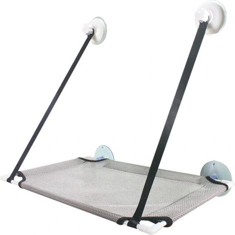 EASYCOMFORT Lit suspendu, siège de fenêtre, chaise, cadre de fenêtre pour chat, couche simple grise (1/4)