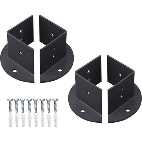 Lot de 4 supports de base de poteau réglables en acier robuste pour poteaux en bois de 10,2 x 10,2 cm, 15,2 x 15,2 cm – Kit de support de pergola à boulon vers le bas pour (1/5)
