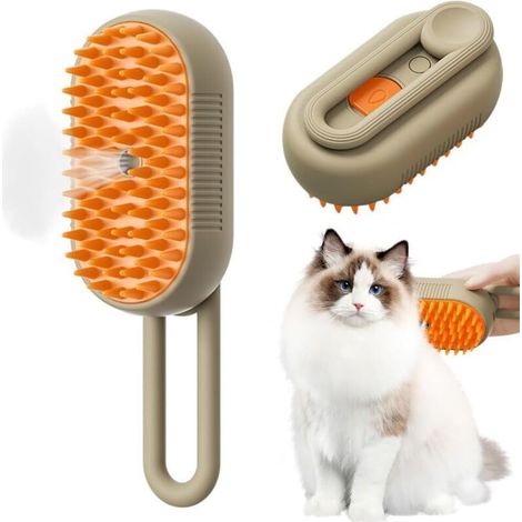 Dampfbürste für Katzen - Tierhaarbürste mit Wasserbehälter - 3-in-1 Dampfbürste für Katzen und Kätzchen - Haustierpflegebürste - Katzenkamm (1/5)
