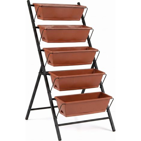 Jardinière surélevée à 5 Niveaux, 57 x 71 x 115 cm, jardinière Verticale avec 5 Niveaux et Trous de Drainage, jardinière Verticale autoportante, escalier de Plantation pour légumes, Herbes (1/5)