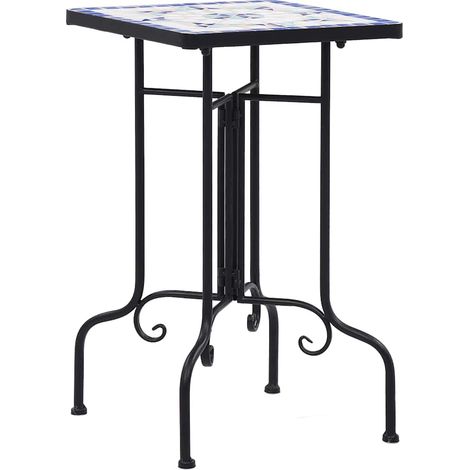 vidaXL Table de bistro mosaïque bleu et blanc Céramique (1/5)