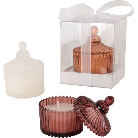 ETM Scatola Box con Candela D 6 Cm H 9 Cm Ass. 1 Pz