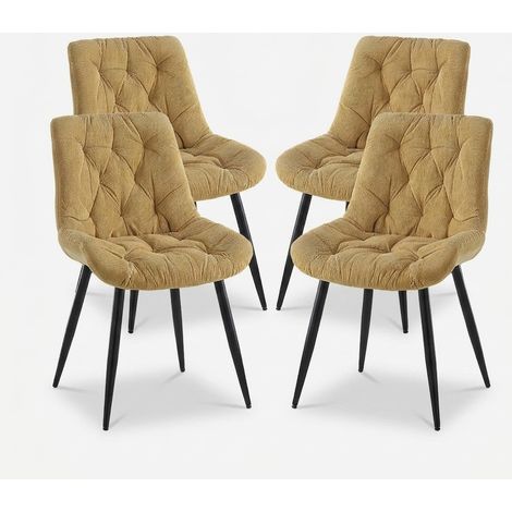 4er-Set gepolsterte Veloursstühle fürs Esszimmer Flora - Gelb