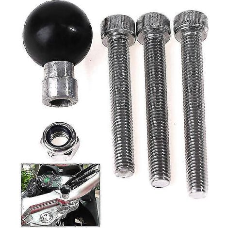 Base de fixation pour guidon de moto avec rotule de 25 mm (1 pouce) et vis M8 pour support RAM (1/3)