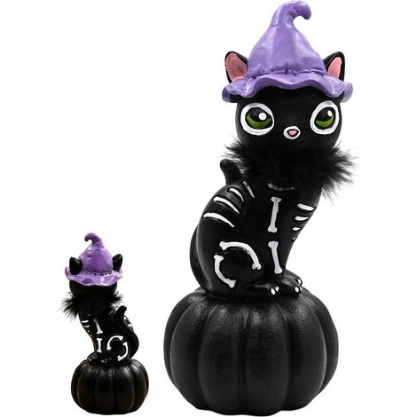 Statue de chat noir d'Halloween Décorations Chat Noir Résine Effrayantes Décoration Halloween Pour l'automne, maison, intérieur, extérieur, étagère, bureau, coin, salle de bain (1/5)
