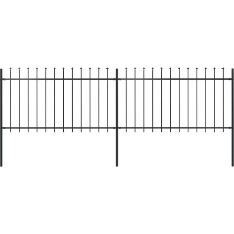 vidaXL Recinzione da Giardino con Punta a Lancia in Acciaio 359x100 cm Nero