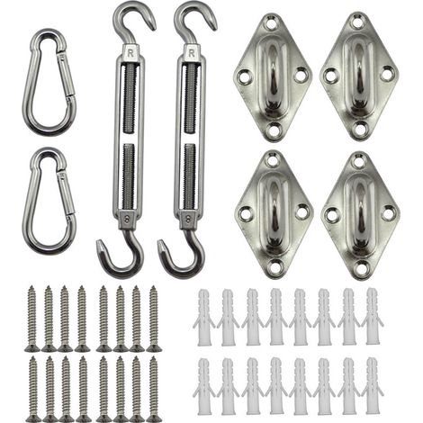 Kit de fixation Voile d'ombrage - Acier inoxydable 304 Kit Accessoires de fixation de Matèriel pour Voile d'ombrage,Toile d'ombrage (1/5)