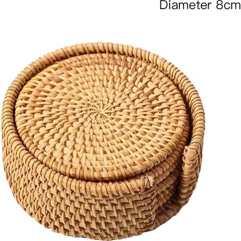 Set de 6 Coasters et Boîte de Rangement Bambou 16cm - Protection et Déco Élégante pour Table (1/5)
