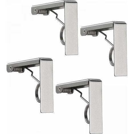 4 Pcs Tablecloth Clips Set Stainless Steel Tablecloth Clips Anti-Slip, Spring Loaded Tablecloth Holder (1/4)