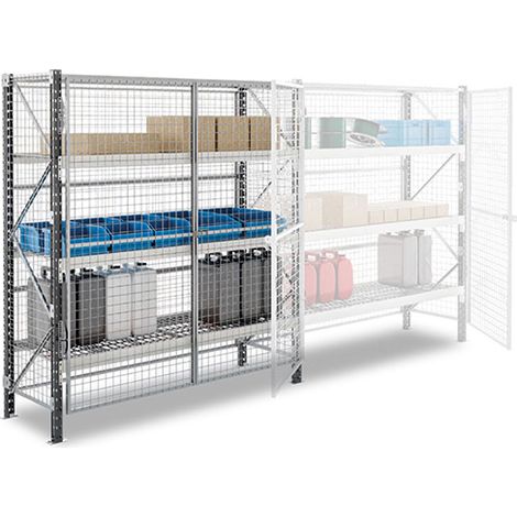 Scaffalatura con griglia con serratura - 3 livelli - Vano per avviamento - 2500x1800x600mm - RAYGRIL/3N/2560/D (1/4)