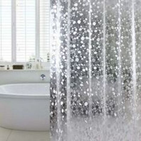 Rideau de douche, anti-moisissure, anti-baignoire, 100% EVA, 180 x 180 cm, avec supports 12 anneaux de rideau de douche