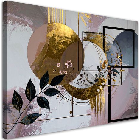 Bild auf Leinwand Rosa Abstraktion Formen Kreise Blätter 90x60 (1/5)