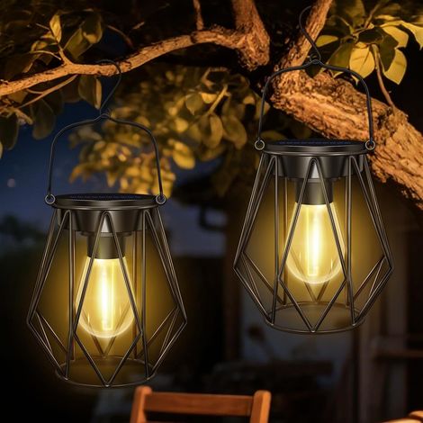 2 Pièces Lanterne Solaire, Métal IP65 Étanche, LED 800mAh, Pour Jardin, Terrasse, Balcon (1/5)