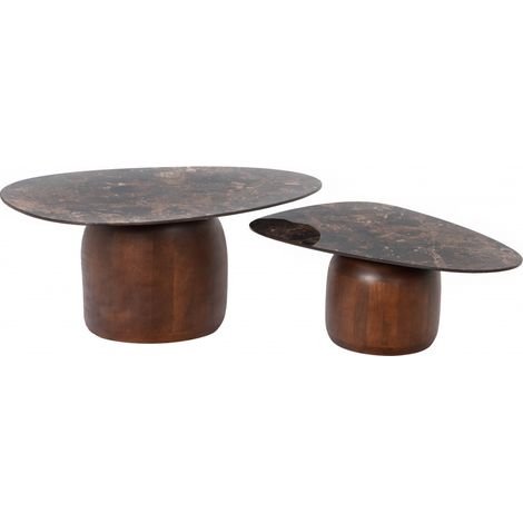 Amadeus - Lot de 2 tables basses rectangulaires en bois et métal L75 cm Vardo (1/4)