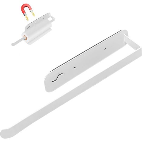 Porte Essuie Tout Mural Magnétique, Support Essuie Tout sans Percage en Acier au Carbone, Porte Rouleau Essuie Tout à Forte Adsorption, Porte Serviette Salle De Bain sans Percage pour Cuisine (1/5)