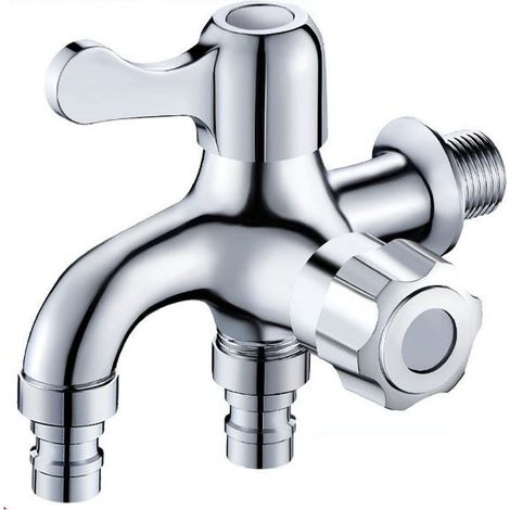 Doppelwaschtischarmatur aus Messing, Bypass-Schlauch für Waschmaschine, Adapter für Doppelwaschtischarmatur (silber)