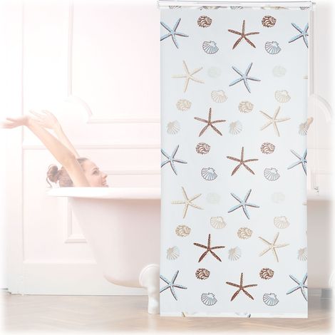 Relaxdays Store de douche Ocean, 100x240 cm, Rideau de douche, baignoire bain store, fixation plafond, semi-transparent (1/5)