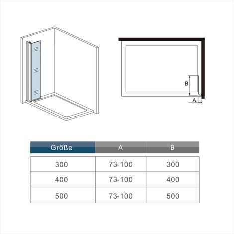 Aica Sanitaire – Paroi de douche à l'italienne pivotante 35x200cm – Verre trempé 8mm anticalcaire – Profilé en aluminium noir mat – Montage réversible