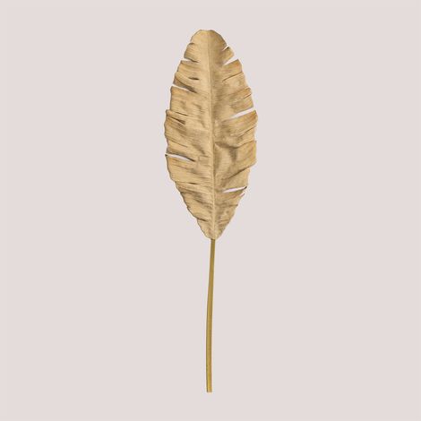 Sklum – Feuille artificielle décorative 92cm – Design naturel beige semoline – Structure en fer souple – Pour salons et bureaux