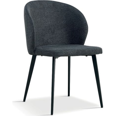 Silla tapizada en tela para comedor en color gris oscuro. Colección HARDIN (1/5)