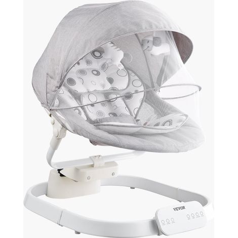 VEVOR Altalena Elettrica per Bambini, 3 Velocita e 3 Posizioni di Seduta, Sdraietta per Neonati con Bluetooth, 10 Ninne Nanne Preimpostate, Altalena Portatile per Neonati, Capacita di Peso Fino a 9 kg
