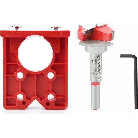 Adaptateur de rail de guidage pour le travail du bois, outil de perçage pour charnières de 35 mm, gabarit de perçage professionnel pour charnières de 35 mm, tableau des trous de finition, rouge (1/5)
