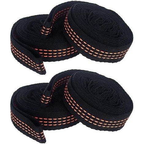 4 sangles de hamac renforcées en polyester, 5 anneaux, haute résistance, pour le camping en extérieur (1/5)