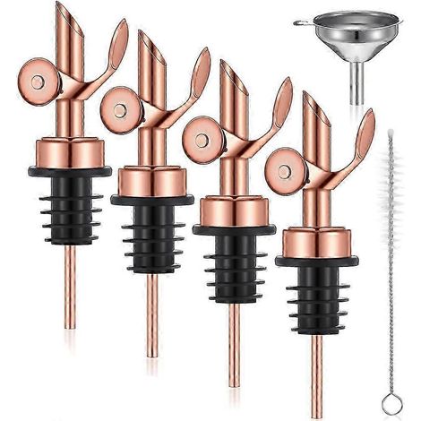4-teiliges Set beschwerter Ausgießer aus Edelstahl für Olivenöl, automatischer Öffnungs- und Schließmechanismus, Roségold-JXLGV (1/5)