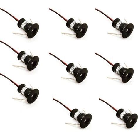 noir Lot de 9 mini spots LED 12 V 1W encastrables au plafond pour cuisine, escalier, placard, couloir, éclairage DIY, blanc chaud, blanc froid, vitrines, armoire, petit plafond, IP65， (1/4)