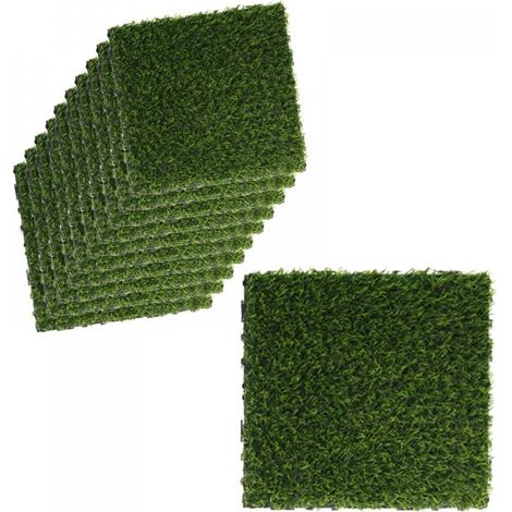 10 Pezzi Piastrelle Plastica Giardino 30x30x2.3cm Pavimento Esterno Prato Verde