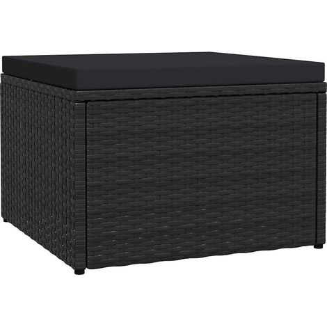 vidaXL Tabouret de jardin avec coussin Noir Résine tressée (1/5)