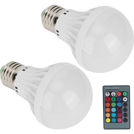 2 Stück E27 3W RGB-Glühbirnen mit Farbwechsel, inklusive Fernbedienung, 85V–265V (1/5)