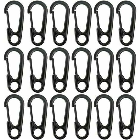 ALLIANDISUlisemMini mousqueton en alliage de zinc pour porte-clés, idéal pour l'escalade, la randonnée, l'alpinisme, le camping et la pendaison d'objets (noir, dimensions : 31,3 × 14,3 mm), lot de 20 (1/4)