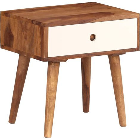 Table de nuit chevet commode armoire meuble chambre bois massif de sesham 45 x 30 x 45 cm (1/5)