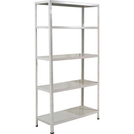 SCHULTE Regalwelt Rayonnage emboîtable avec 5 tablettes PowerMAX, charge utile 65 kg, 190x100x40 cm (HxLxP), blanc, rayonnage de stockage, rayonnage d’atelier, rayonnage de cave, rayonnage de garage, (1/4)