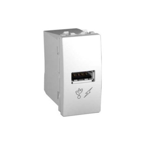 Prise USB-A blanche à encastrer (sans support ni plaque) 5V bornes auto série 1M UNICA